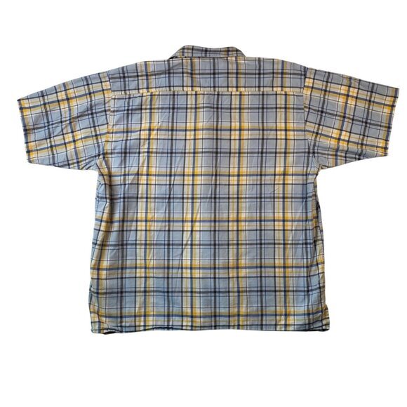 Eddie D Boardsports Mens 3XLT Plaid‎ Button-Up Shirt Yellow/Blue Short Sleeve - Picture 2 of 8